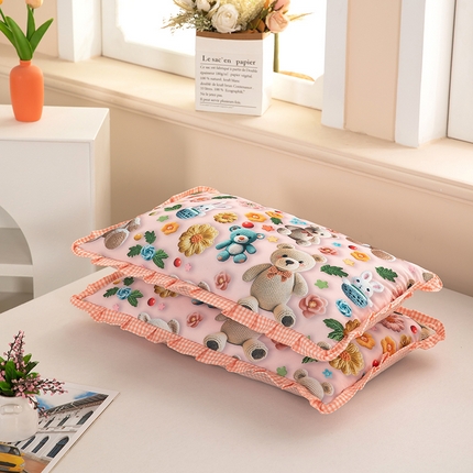 91家纺网 家纺一手货源 找家纺 （总）九州枕芯 2025新款5D数码印花小熊纯荞麦枕