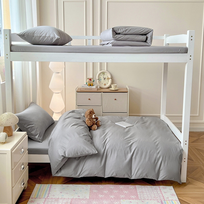 91家纺网 家纺一手货源 找家纺 泽西家纺 2025新款A类加密全棉40支13376简约风宿舍双拼纯色纯棉学生三件套 深灰