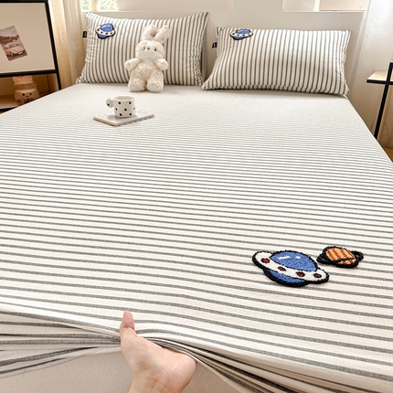 91家纺网 家纺一手货源 找家纺 （总）乐美家纺 2025秋冬新款全棉色织水洗棉床笠三件套系列