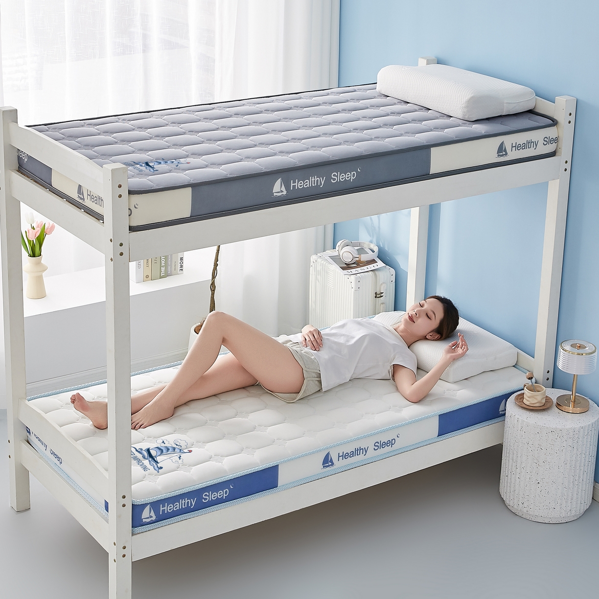 91家纺网 家纺一手货源 找家纺 艺博床垫 2025新款一帆风顺帆船标学生床垫 一帆风顺帆船标白色