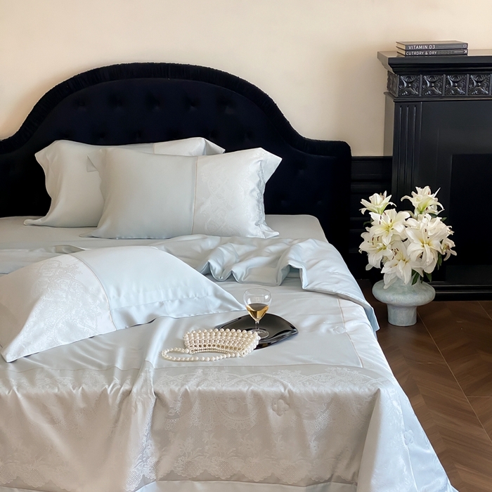 91家纺网 家纺一手货源 找家纺 太古汇2025春夏新款兰精天丝高精密夏被夏凉被空调被四件套奥斯汀系列奥斯汀系列 奥斯汀-天蓝