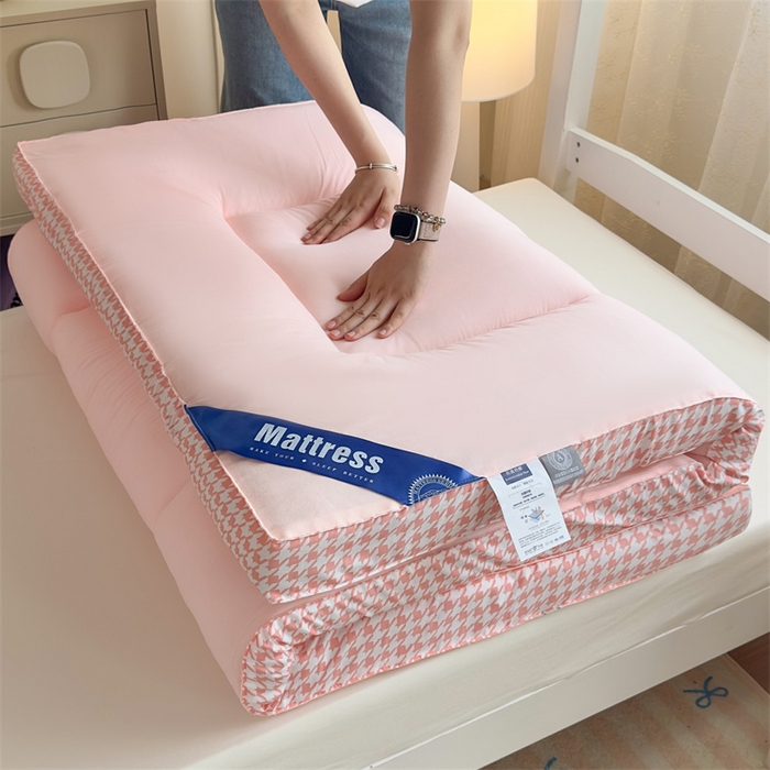 默忆 2025新款水洗棉抗菌床垫千鸟格系列 千鸟格-粉色