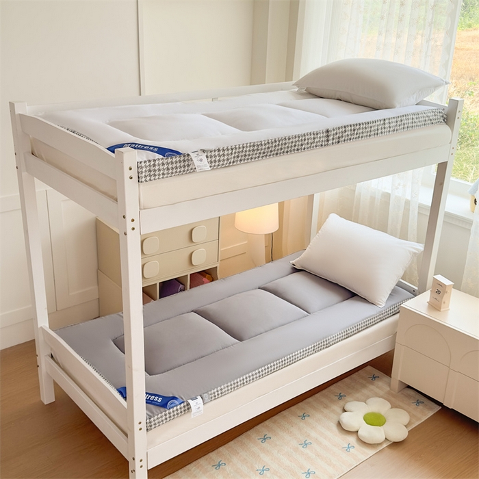 91家纺网 家纺一手货源 找家纺 默忆 2025新款水洗棉抗菌床垫千鸟格系列 千鸟格-灰色