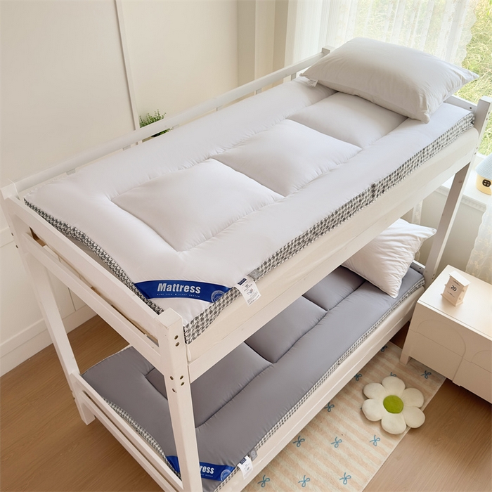 91家纺网 家纺一手货源 找家纺 默忆 2025新款水洗棉抗菌床垫千鸟格系列 千鸟格-灰色