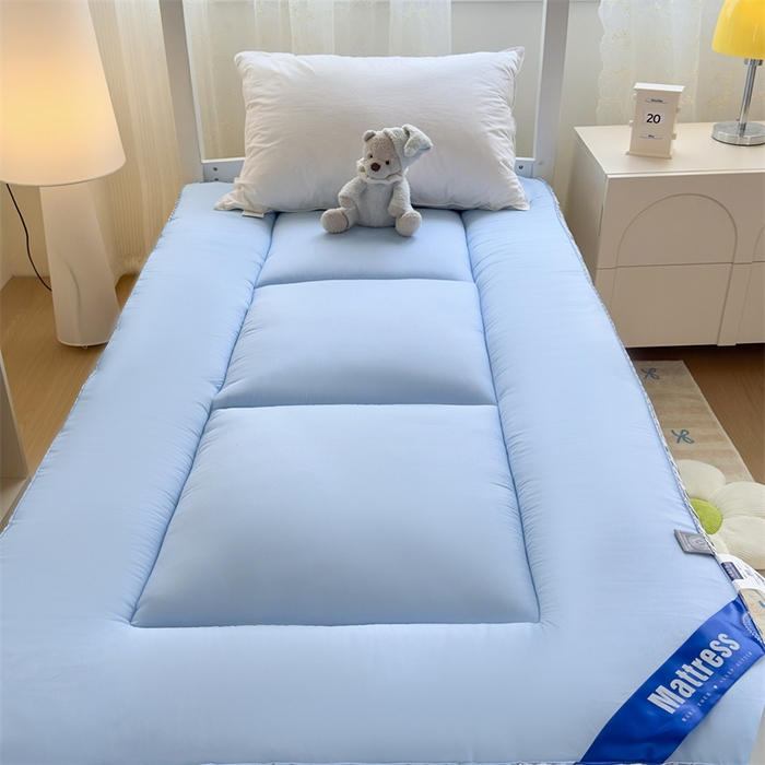 91家纺网 家纺一手货源 找家纺 默忆 2025新款水洗棉抗菌床垫千鸟格系列 千鸟格-蓝色