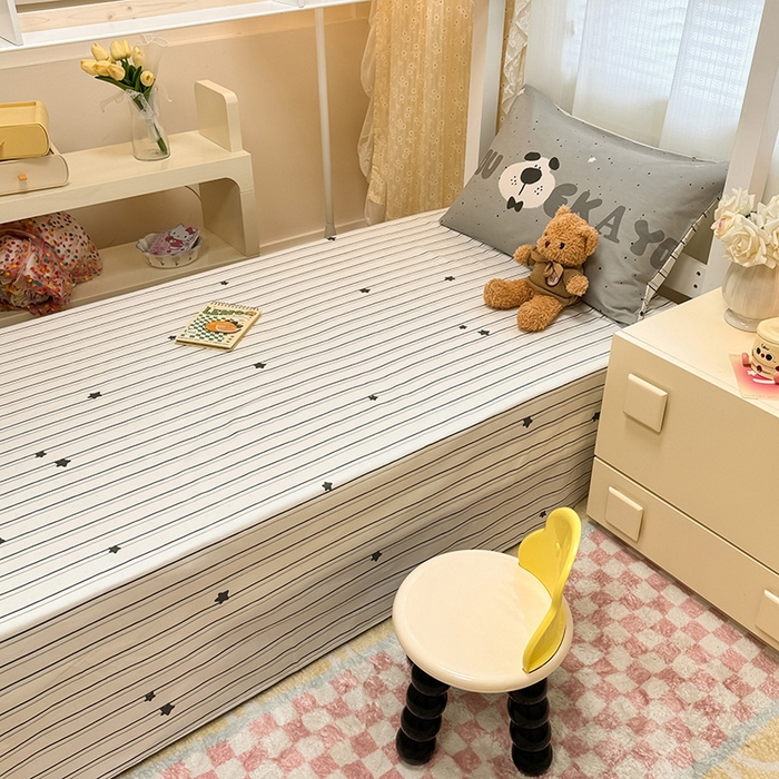 91家纺网 家纺一手货源 找家纺 小懒猪 2025新款ins风小红书同款卡通小清新13372全棉纯棉AB版学生上下铺三件套 斑点狗