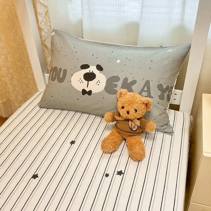 91家纺网 家纺一手货源 找家纺 小懒猪 2025新款ins风小红书同款卡通小清新13372全棉纯棉AB版学生上下铺三件套 斑点狗