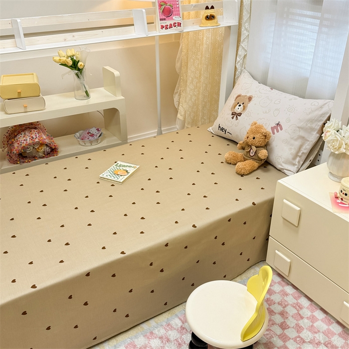 91家纺网 家纺一手货源 找家纺 小懒猪 2025新款ins风小红书同款卡通小清新13372全棉纯棉AB版学生上下铺三件套 小棕熊