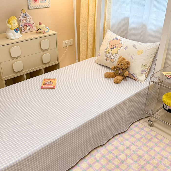 91家纺网 家纺一手货源 找家纺 小懒猪 2025新款ins风小红书同款卡通小清新13372全棉纯棉AB版学生上下铺三件套 蜜果熊乐