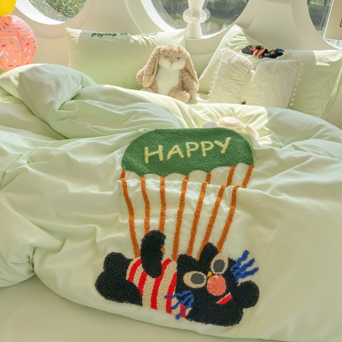 （总）韩巢家纺 2025新款毛巾绣四件套超柔水洗棉学生宿舍床上三件套（提供卖家秀）