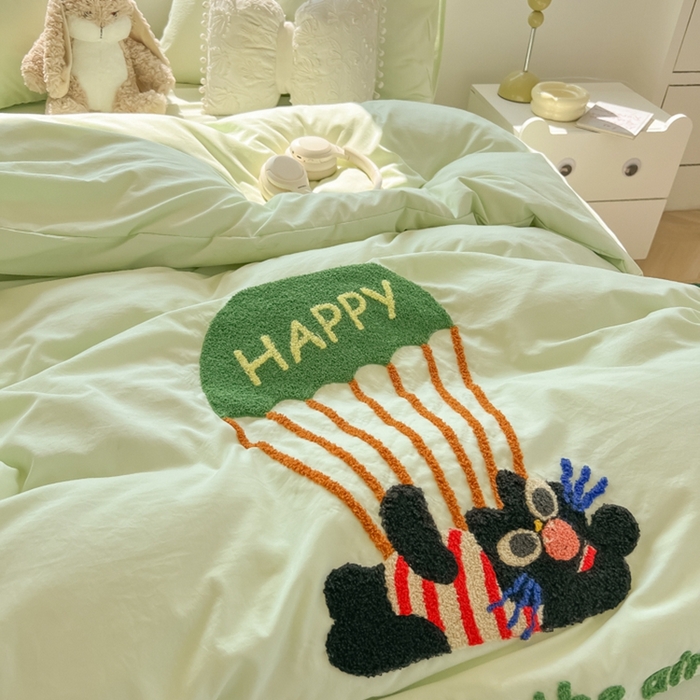 91家纺网 家纺一手货源 找家纺 （总）韩巢家纺 2025新款毛巾绣四件套超柔水洗棉学生宿舍床上三件套（提供卖家秀）