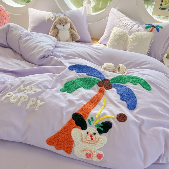 91家纺网 家纺一手货源 找家纺 （总）韩巢家纺 2025新款毛巾绣四件套超柔水洗棉学生宿舍床上三件套（提供卖家秀）