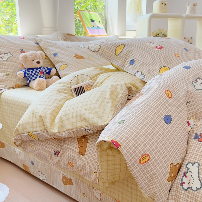 91家纺网 家纺一手货源 找家纺 （总）铭博家纺 新款直播爆款网红全棉四件套13070印花吊边一字绣纯棉被套工艺款