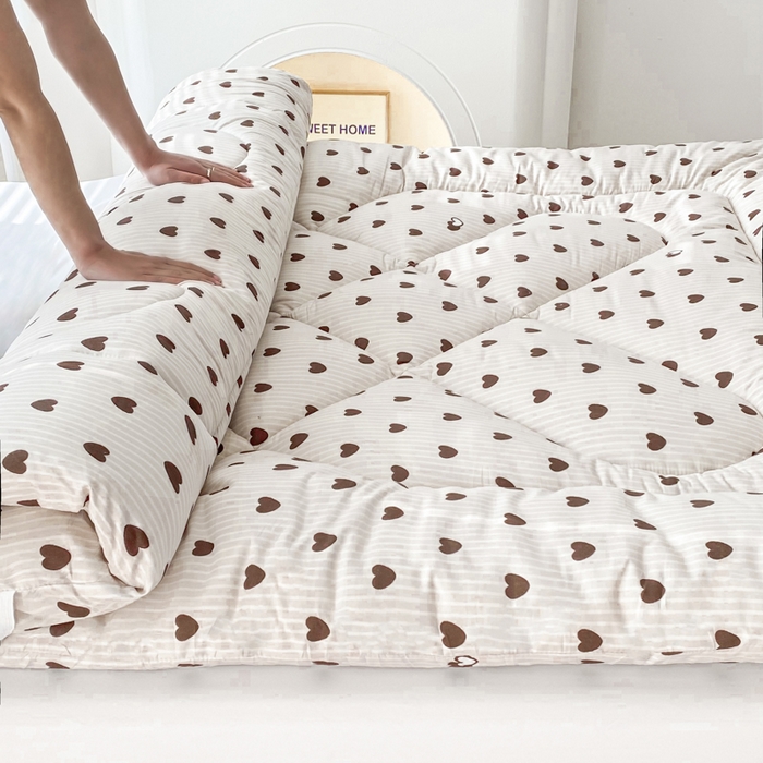 91家纺网 家纺一手货源 找家纺 缦卡琳家纺 2025新款活性生态棉纤维床垫 一心一意