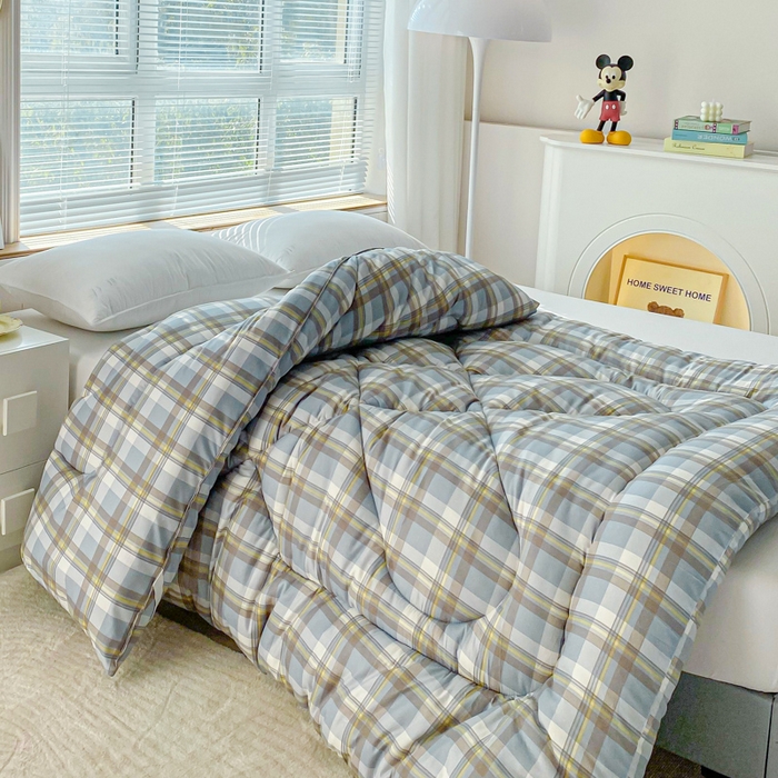 91家纺网 家纺一手货源 找家纺 缦卡琳家纺 2025新款活性生态棉纤维床垫 绿格子