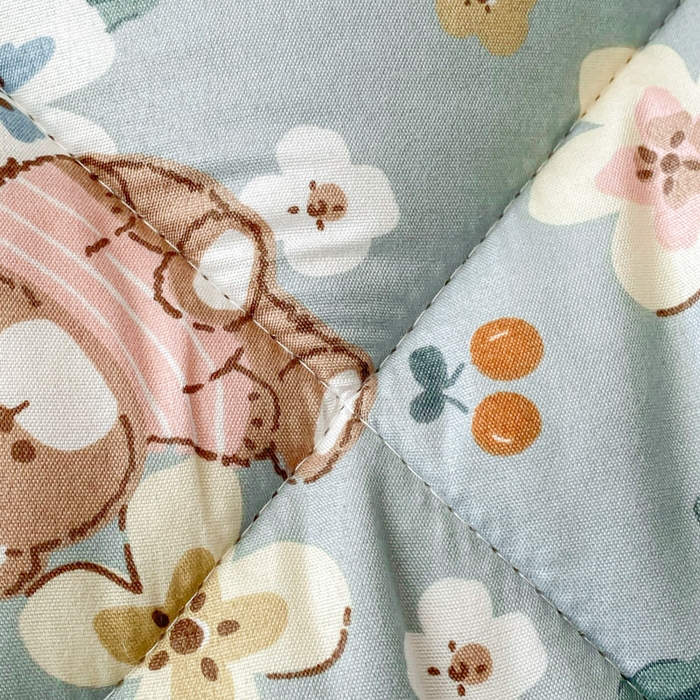 91家纺网 家纺一手货源 找家纺 缦卡琳家纺 2025新款活性生态棉纤维床垫 花丛小兔