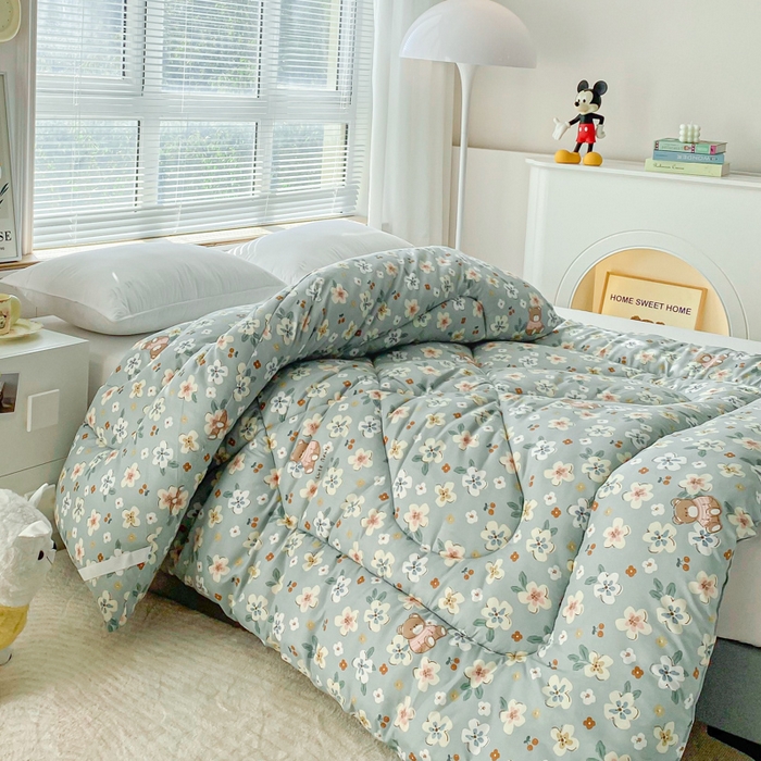 91家纺网 家纺一手货源 找家纺 缦卡琳家纺 2025新款活性生态棉纤维床垫 花丛小兔