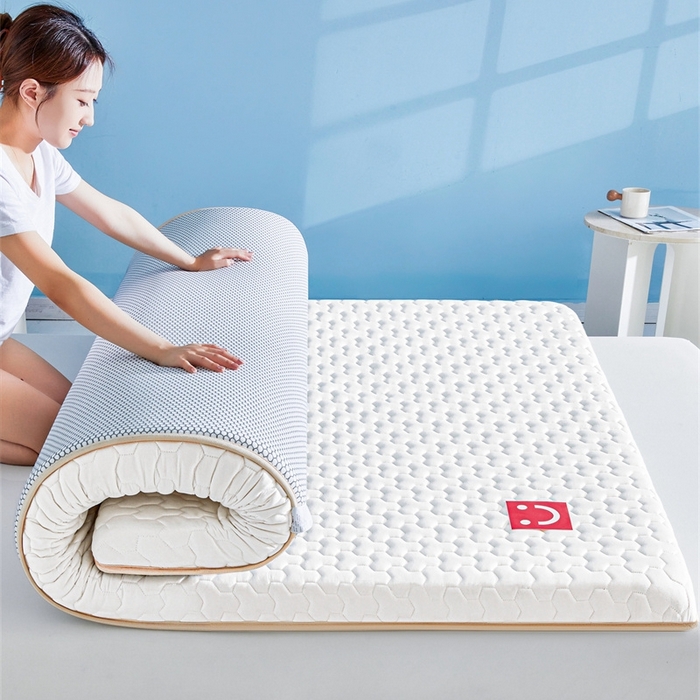 91家纺网 家纺一手货源 找家纺 （总）芊梵床垫 2025新款A类牛奶丝乳胶硬质棉床垫-成人款,笑脸-纯净白,笑脸-星辰灰