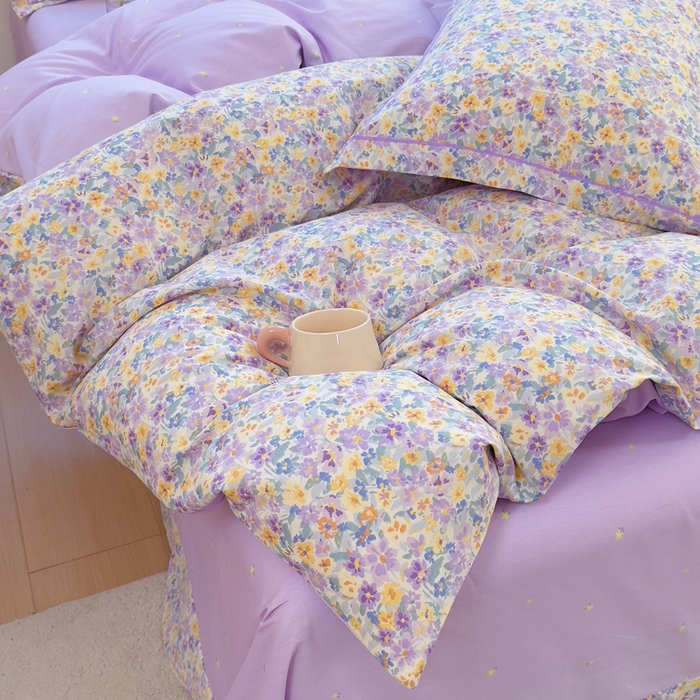 91家纺网 家纺一手货源 找家纺 铭博家纺 新款直播爆款网红全棉四件套13070印花吊边一字绣纯棉被套工艺款 烟画