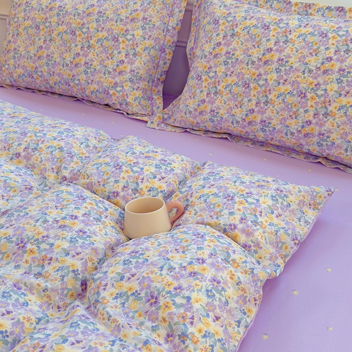 91家纺网 家纺一手货源 找家纺 铭博家纺 新款直播爆款网红全棉四件套13070印花吊边一字绣纯棉被套工艺款 烟画