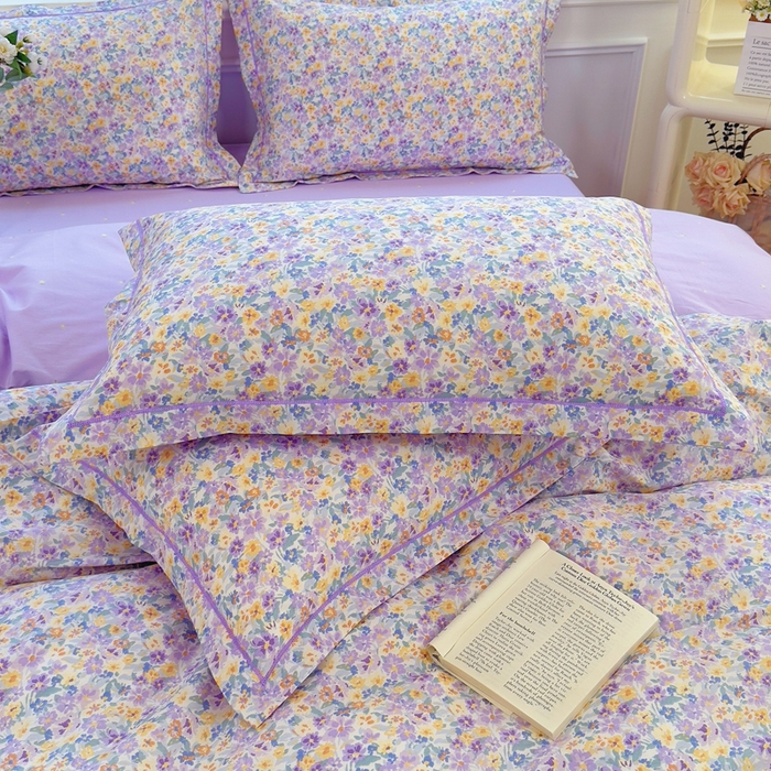 91家纺网 家纺一手货源 找家纺 铭博家纺 新款直播爆款网红全棉四件套13070印花吊边一字绣纯棉被套工艺款 烟画