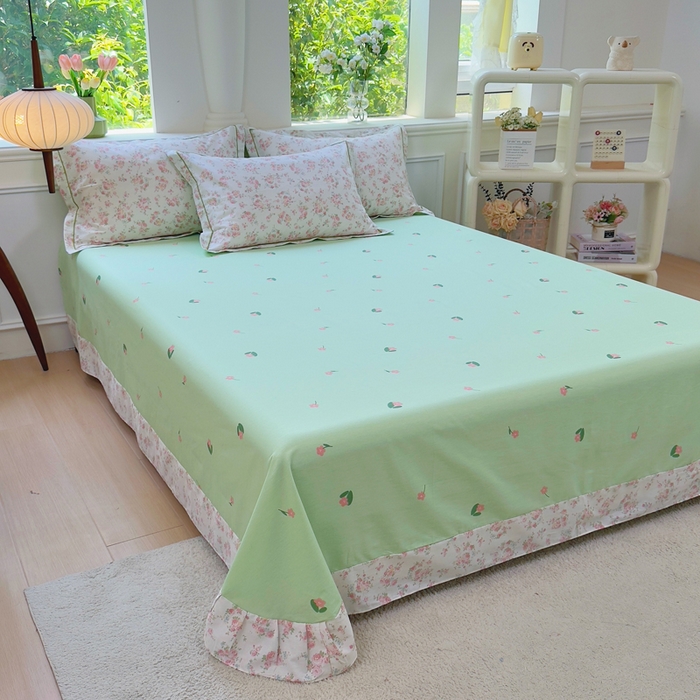 91家纺网 家纺一手货源 找家纺 铭博家纺 新款直播爆款网红全棉四件套13070印花吊边一字绣纯棉被套工艺款 韶棠-浅