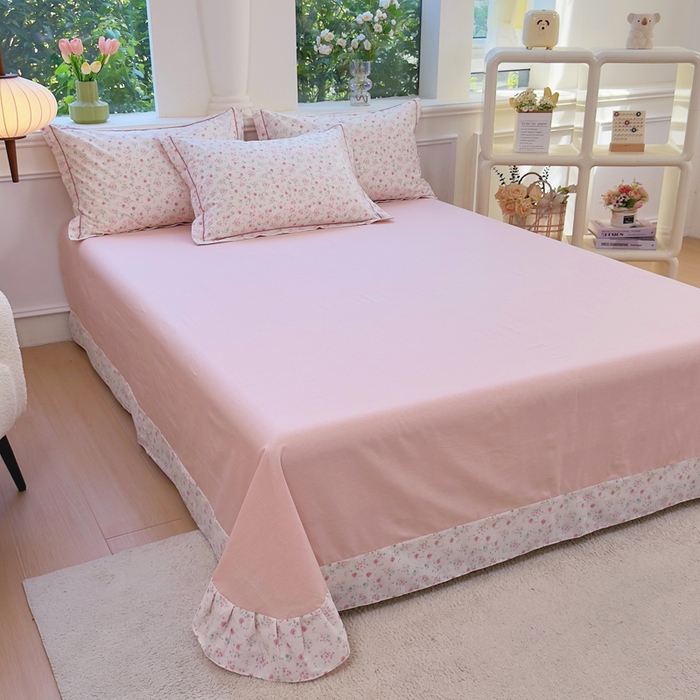 91家纺网 家纺一手货源 找家纺 铭博家纺 新款直播爆款网红全棉四件套13070印花吊边一字绣纯棉被套工艺款 绯恋