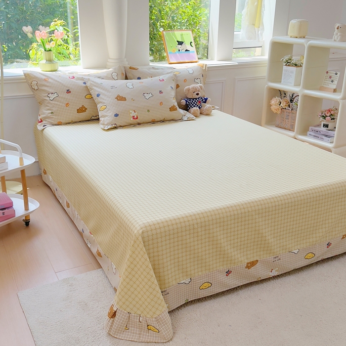 91家纺网 家纺一手货源 找家纺 铭博家纺 新款直播爆款网红全棉四件套13070印花吊边一字绣纯棉被套工艺款 格间小梦