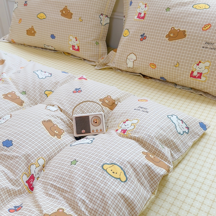 91家纺网 家纺一手货源 找家纺 铭博家纺 新款直播爆款网红全棉四件套13070印花吊边一字绣纯棉被套工艺款 格间小梦