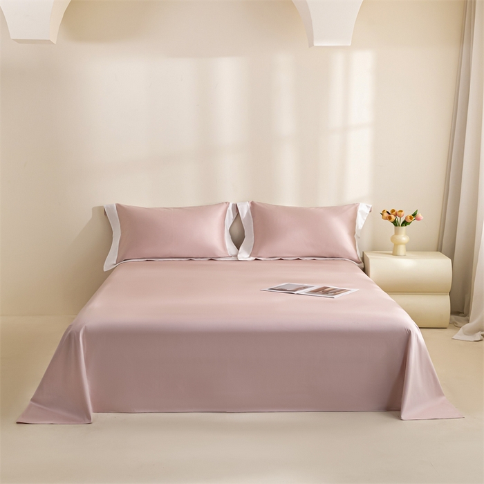 91家纺网 家纺一手货源 找家纺 （总）晶缦家纺 2025新款纯棉全棉双股100支贡缎长绒棉拼边四件套