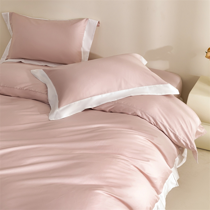 91家纺网 家纺一手货源 找家纺 （总）晶缦家纺 2025新款纯棉全棉双股100支贡缎长绒棉拼边四件套