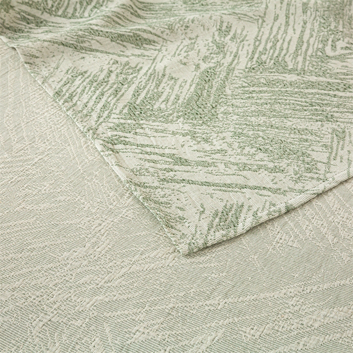 91家纺网 家纺一手货源 找家纺 灰鲸 2025新款全棉纯棉三层纱色织提花床单 本色-绿