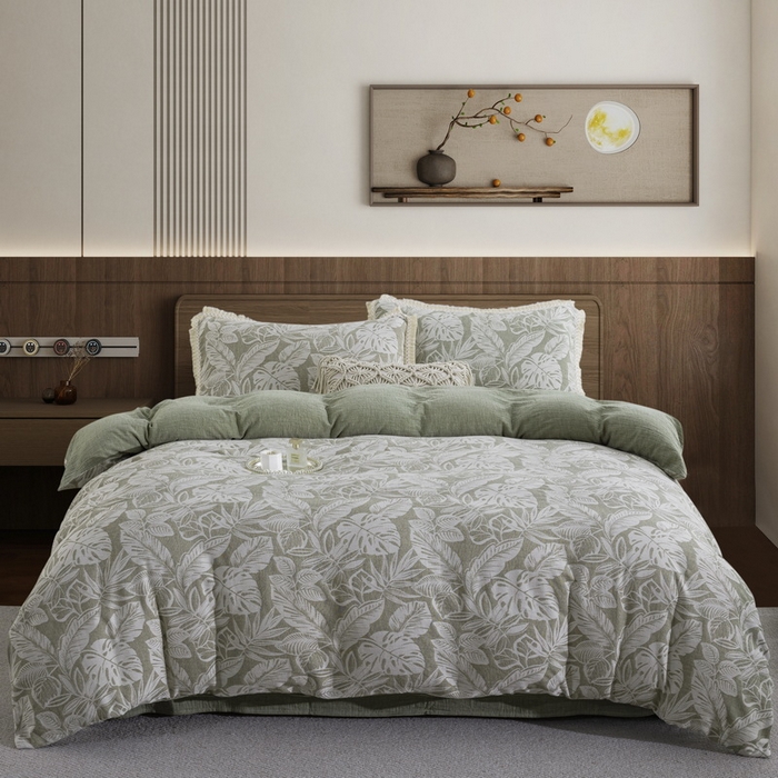 91家纺网 家纺一手货源 找家纺 （总）鲁爱家纺供货 2025新款AB版棉麻工艺款四件套