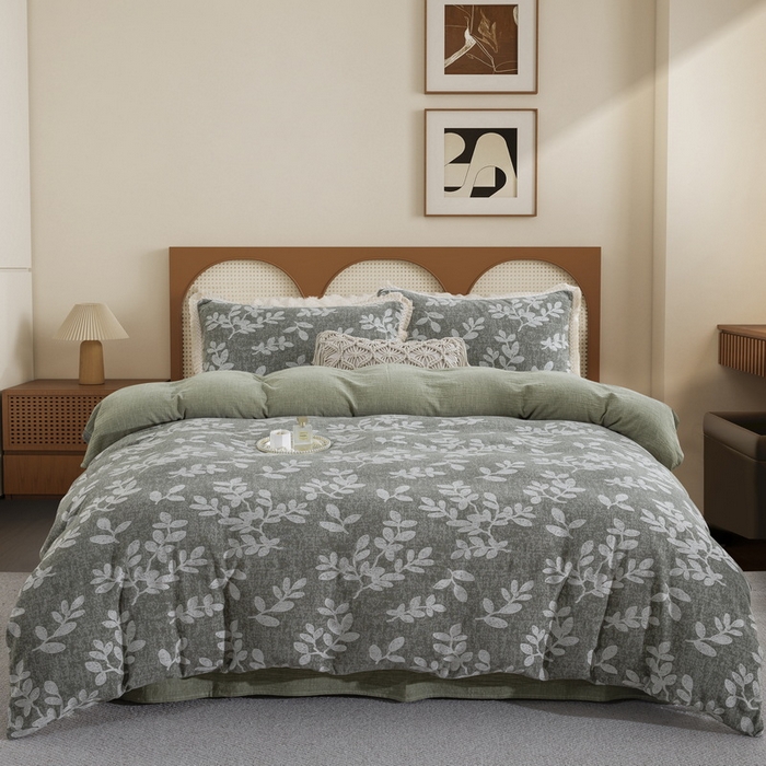 91家纺网 家纺一手货源 找家纺 （总）鲁爱家纺供货 2025新款AB版棉麻工艺款四件套