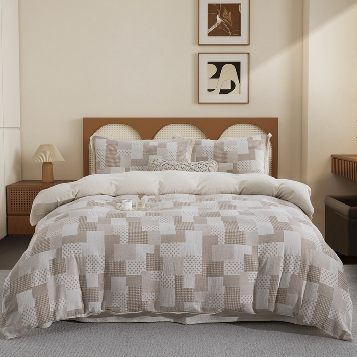 91家纺网 家纺一手货源 找家纺 （总）鲁爱家纺供货2025新款简易款棉麻四件套（纯跑量）