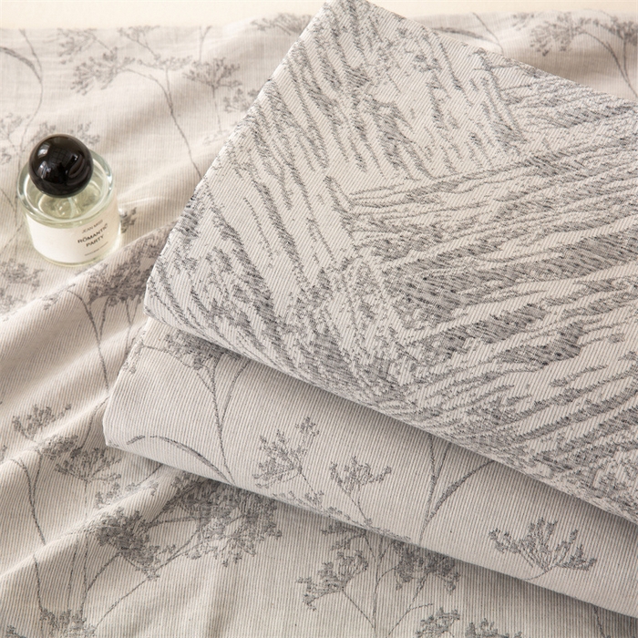 91家纺网 家纺一手货源 找家纺 灰鲸 2025新款全棉纯棉三层纱色织提花床笠 本色-灰