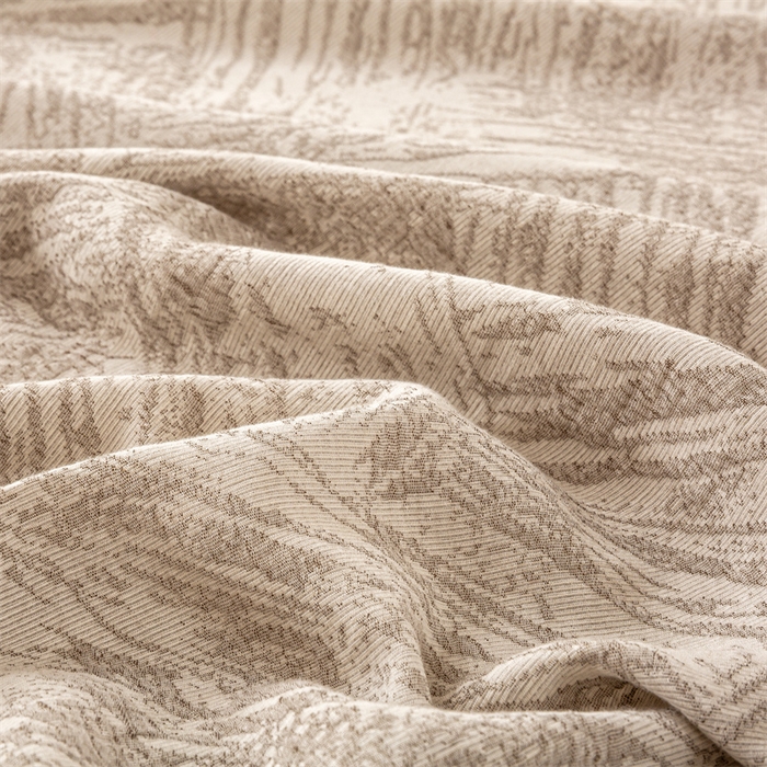 91家纺网 家纺一手货源 找家纺 灰鲸 2025新款全棉纯棉三层纱色织提花床笠 本色-咖