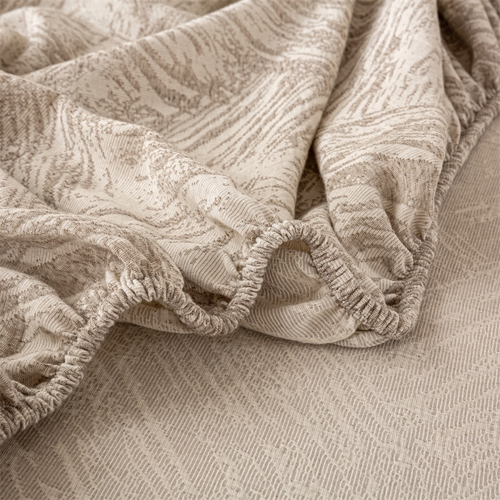 91家纺网 家纺一手货源 找家纺 灰鲸 2025新款全棉纯棉三层纱色织提花床笠 本色-咖