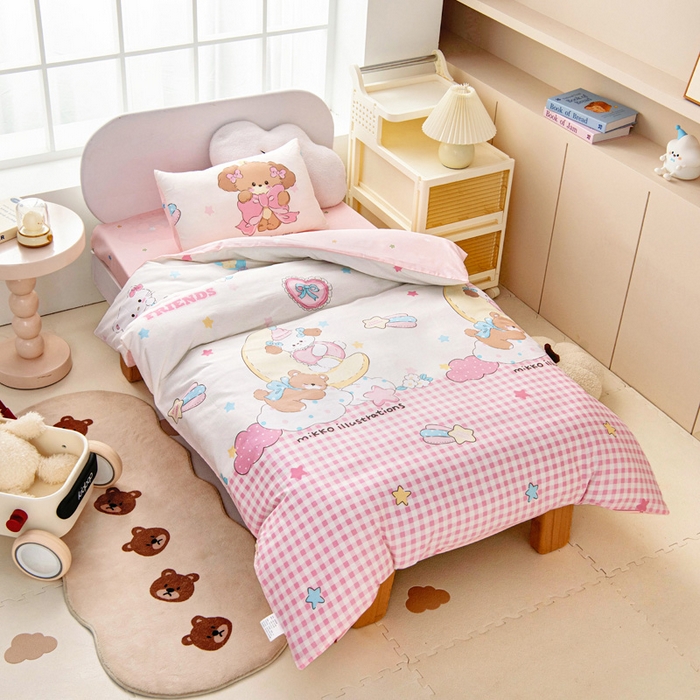 91家纺网 家纺一手货源 找家纺 乐秀家纺 2025新款全棉幼儿园被子三件套卡通纯棉被套被芯六件套 可爱国度