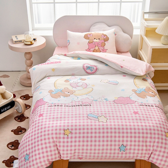 91家纺网 家纺一手货源 找家纺 乐秀家纺 2025新款全棉幼儿园被子三件套卡通纯棉被套被芯六件套 可爱国度