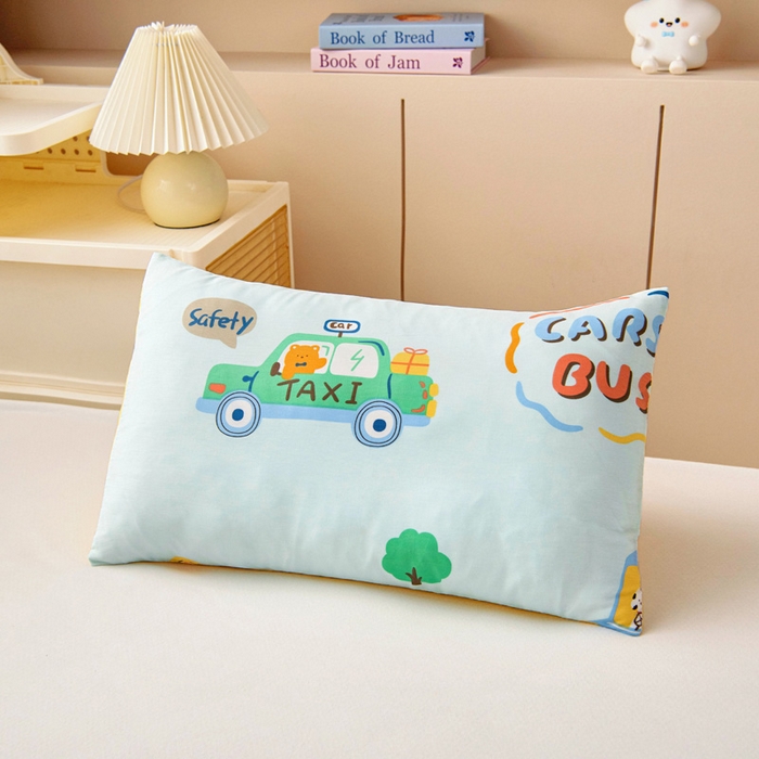 91家纺网 家纺一手货源 找家纺 乐秀家纺 2025新款全棉幼儿园被子三件套卡通纯棉被套被芯六件套 趣味巴士