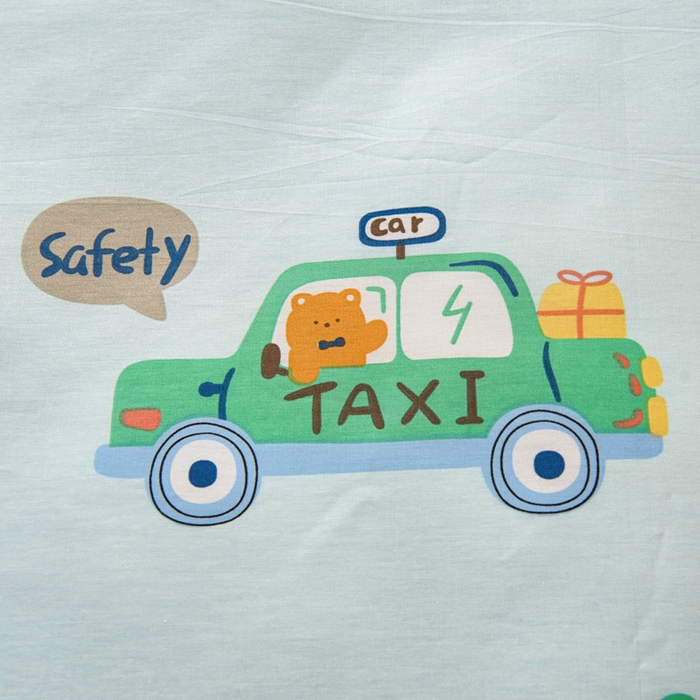 91家纺网 家纺一手货源 找家纺 乐秀家纺 2025新款全棉幼儿园被子三件套卡通纯棉被套被芯六件套 趣味巴士