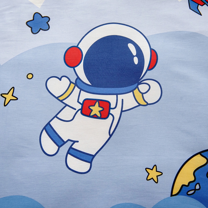 91家纺网 家纺一手货源 找家纺 乐秀家纺 2025新款全棉幼儿园被子三件套卡通纯棉被套被芯六件套 太空卫士