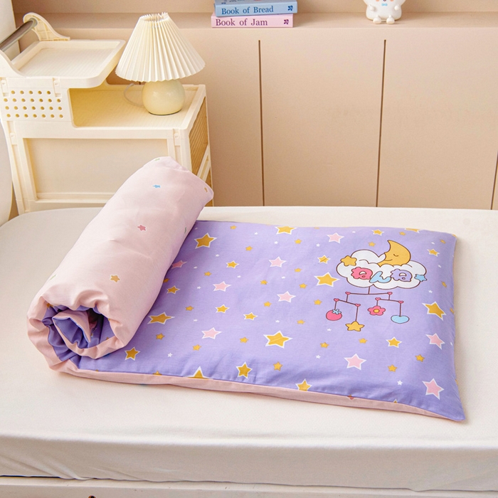 91家纺网 家纺一手货源 找家纺 乐秀家纺 2025新款全棉幼儿园被子三件套卡通纯棉被套被芯六件套 晚安宝贝