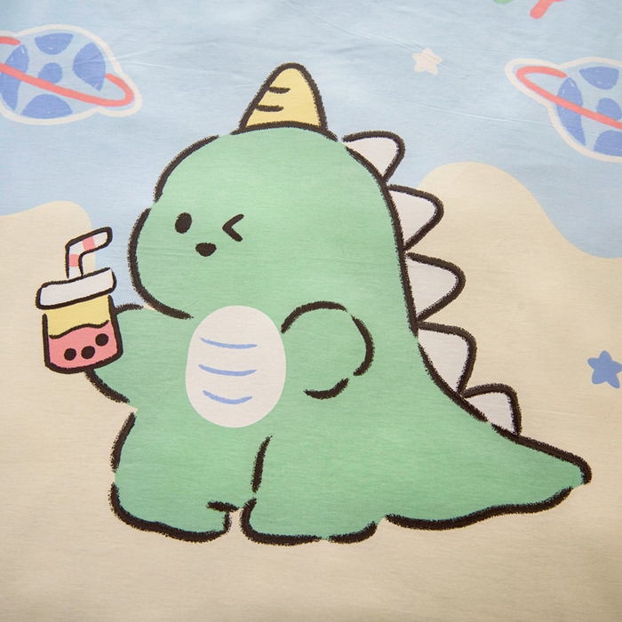 91家纺网 家纺一手货源 找家纺 乐秀家纺 2025新款全棉幼儿园被子三件套卡通纯棉被套被芯六件套 星际恐龙