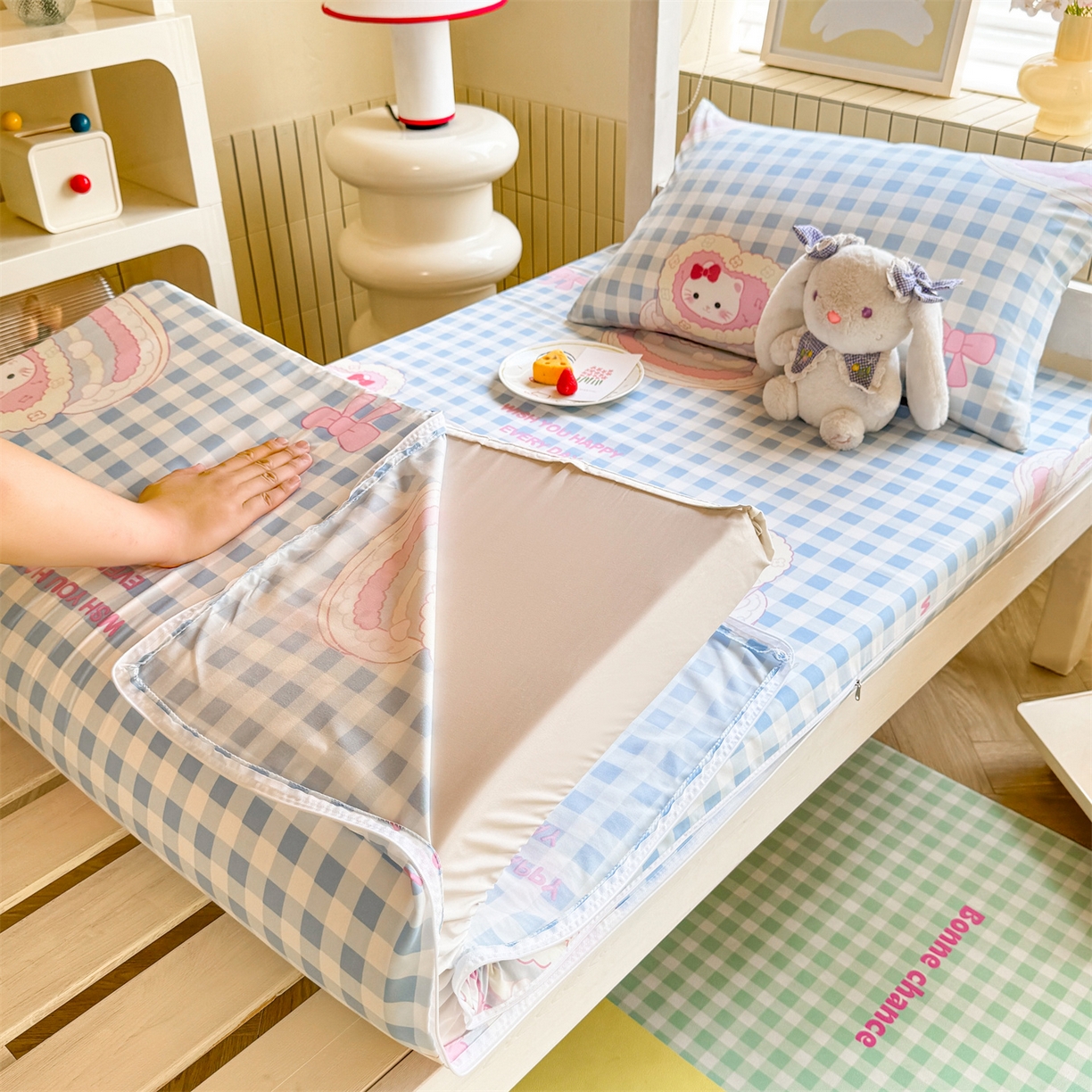 91家纺网 家纺一手货源 找家纺 多品家纺 2025新款超柔水洗棉学生宿舍床褥套子多件套大礼包 派对猫