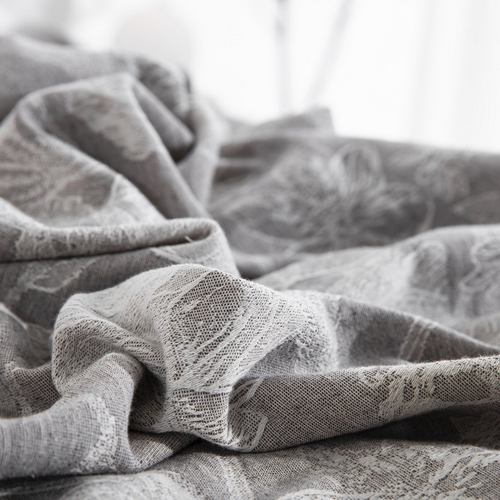 91家纺网 家纺一手货源 找家纺 鲁爱家纺供货 2025新款AB版棉麻工艺款四件套 素锦-灰