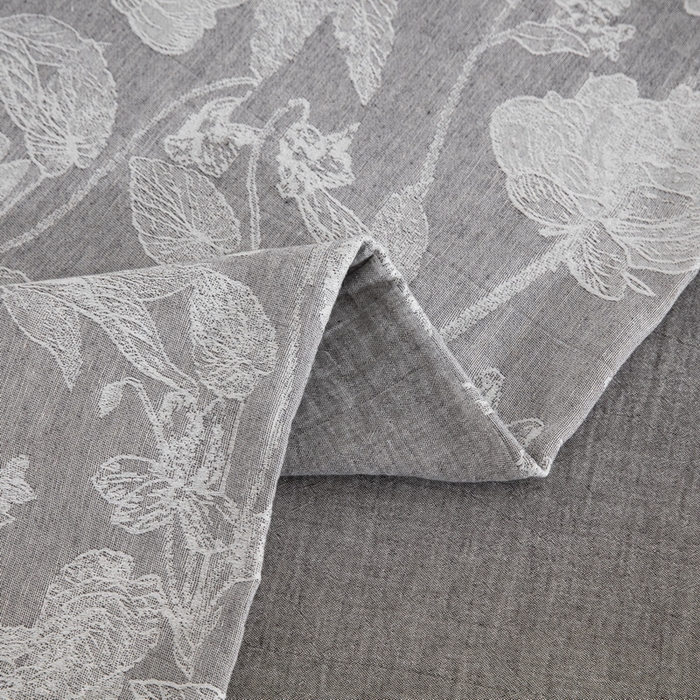 91家纺网 家纺一手货源 找家纺 鲁爱家纺供货 2025新款AB版棉麻工艺款四件套 素锦-灰