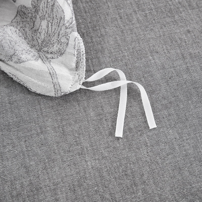 91家纺网 家纺一手货源 找家纺 鲁爱家纺供货 2025新款AB版棉麻工艺款四件套 素锦-灰