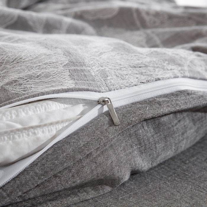 91家纺网 家纺一手货源 找家纺 鲁爱家纺供货 2025新款AB版棉麻工艺款四件套 素锦-灰